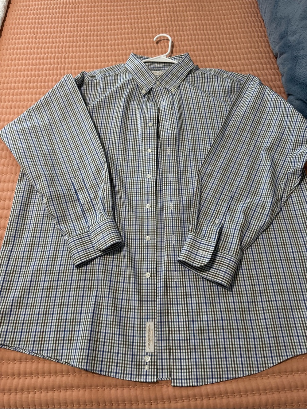 Men's Blue and White Check Dress Shirt - Classic Button-Down